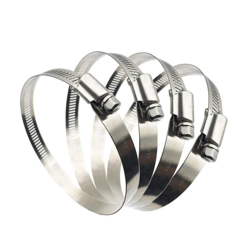 EesTeck 4Pcs 4.5" Adjustable 304 Stainless Steel Duct Clamps For 4" Hose Clamp Pipe Clamp Air Ducting Clamp worm drive hose clamps (Silver) - Image 1